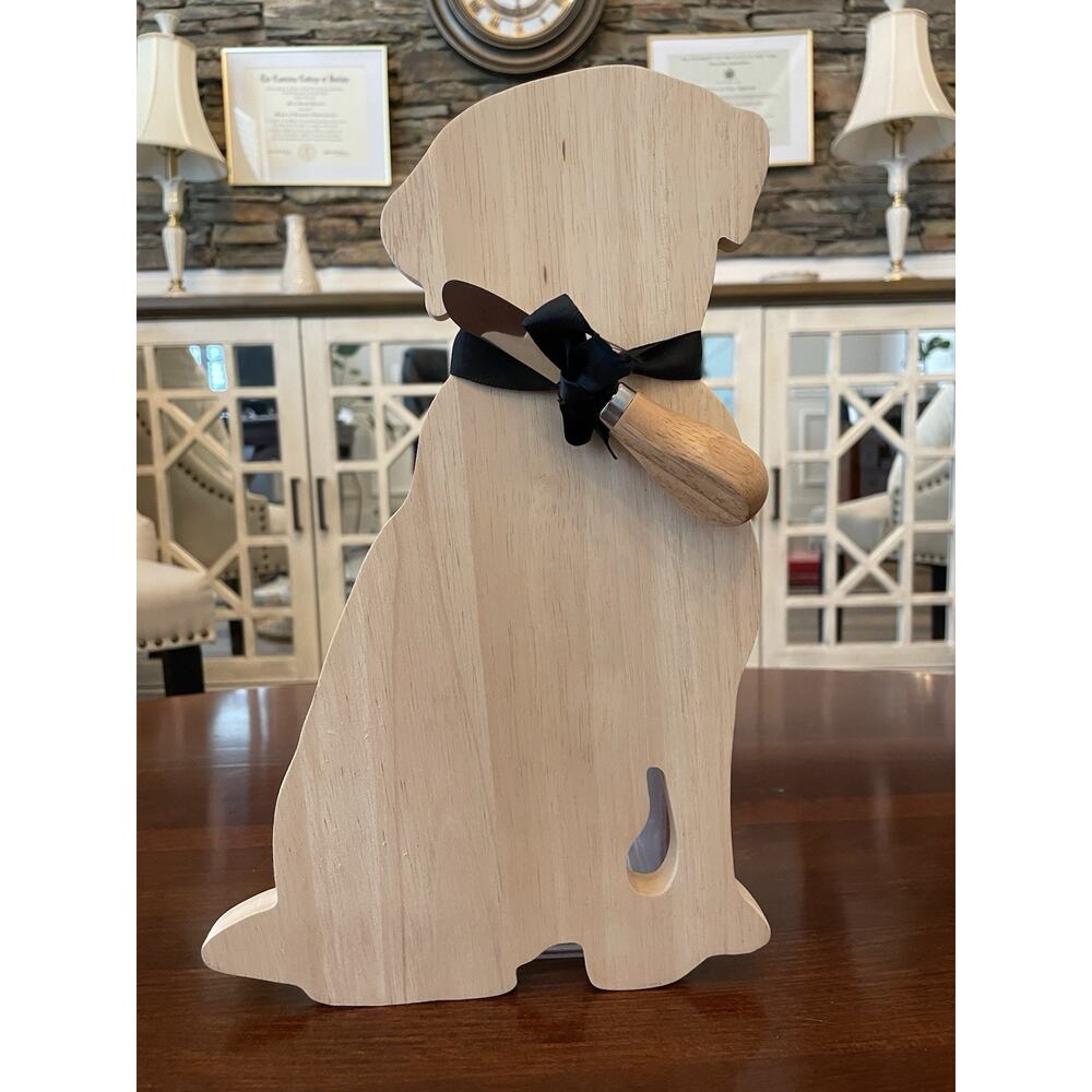 New Puppy Dog Labrador Retriever Cheese Board 13” Laser Cut With Knife